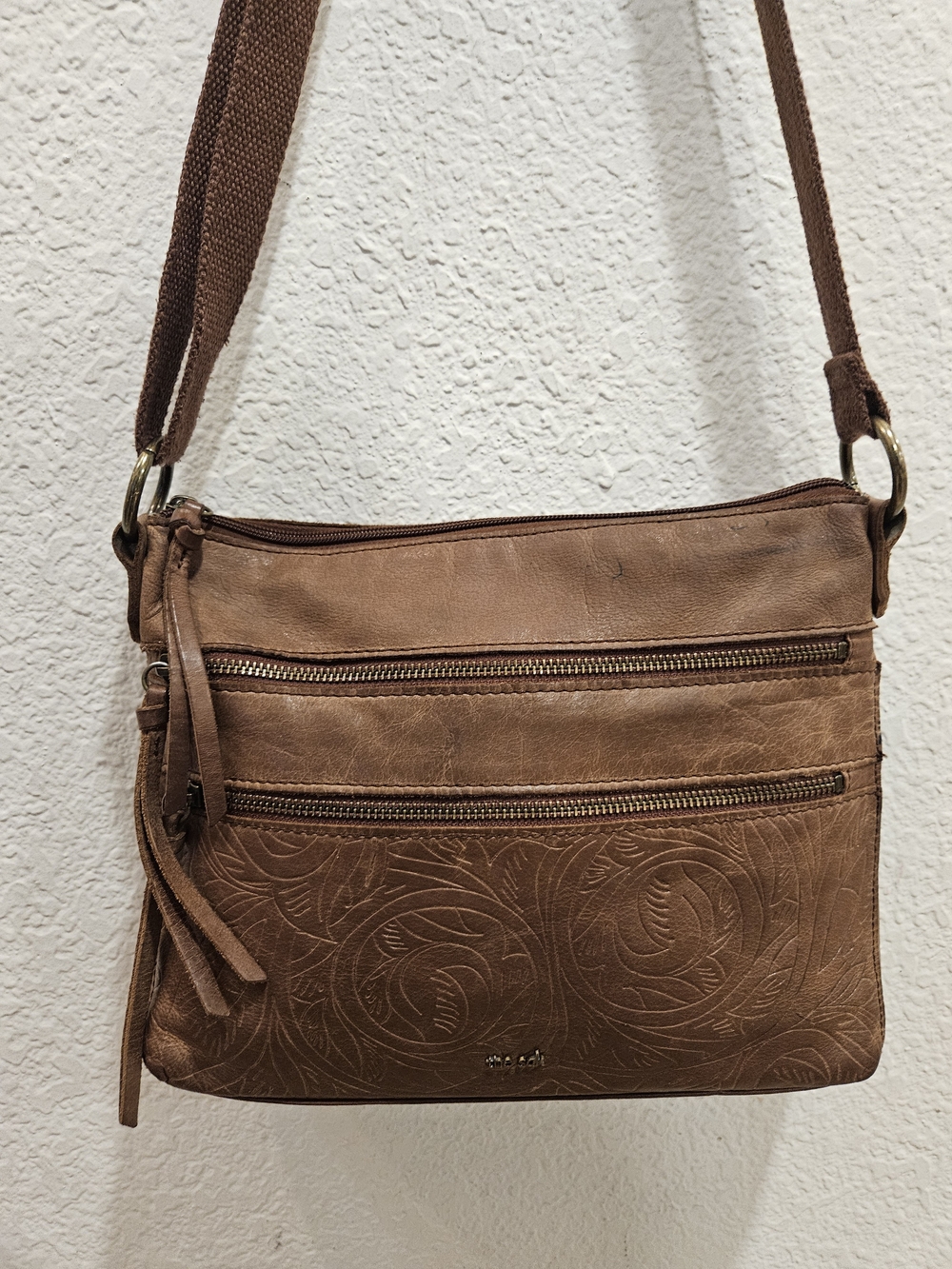 The Sak Reseda Leather Crossbody Bag – Tobacco Leaf Embossed